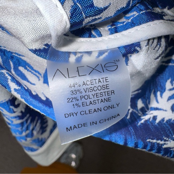 Alexis Lisel Dress Blue White Palm Jacquard Printed Mini Dress Size XL - Picture 12 of 14